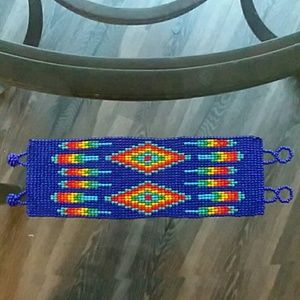 Native Beaded Feather design Bracelet